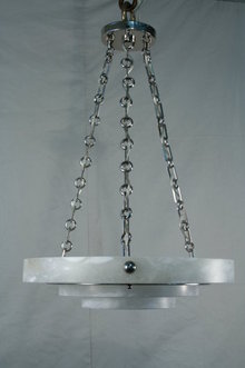 Art Deco Alabaster Tiered Circular Chandelier