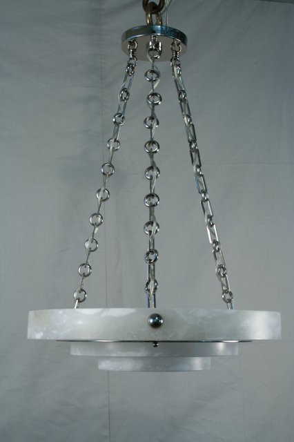 Art Deco Alabaster Tiered Circular Chandelier