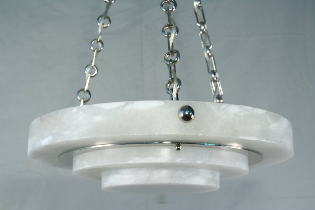 Art Deco Alabaster Tiered Circular Chandelier