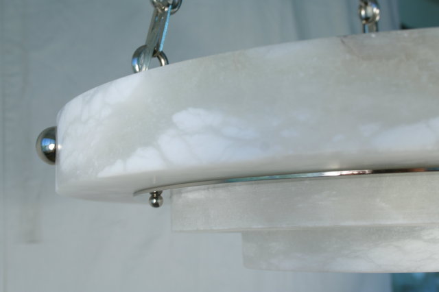 Art Deco Alabaster Tiered Circular Chandelier