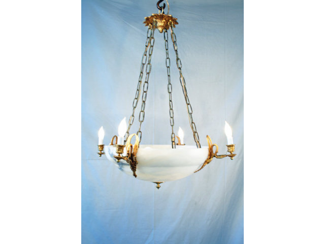 Empire Swan's Heads Alabaster Dore Chandelier Lighting