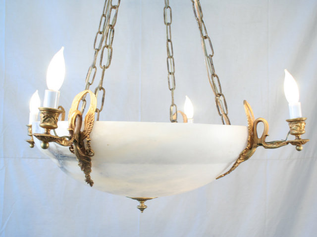 Empire Swan's Heads Alabaster Dore Chandelier Lighting