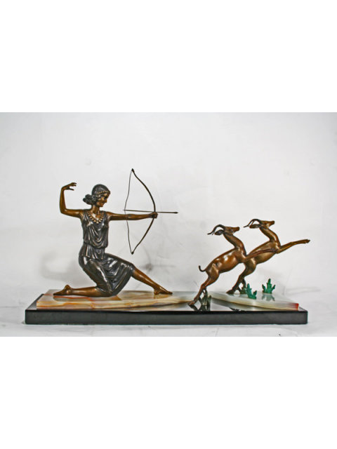 Art Deco Bronze Figurine Diana by Menneville