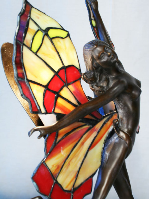 Art Deco Figurine Butterfly Girl Lamp