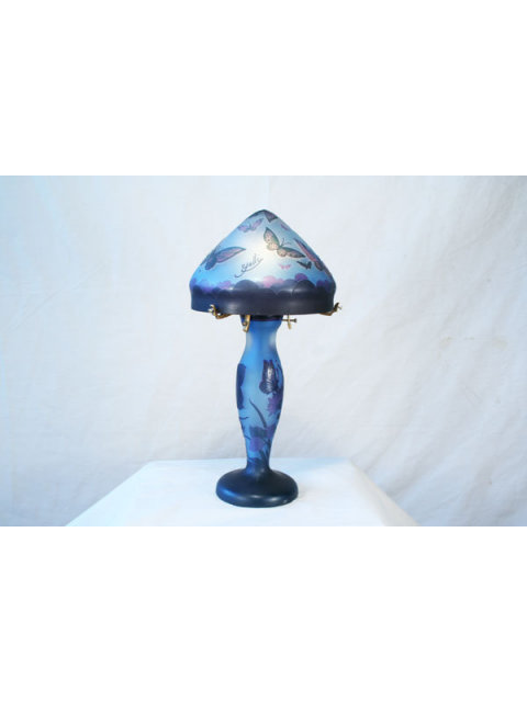 Galle Style Cameo Glass Lamp with Butterflies