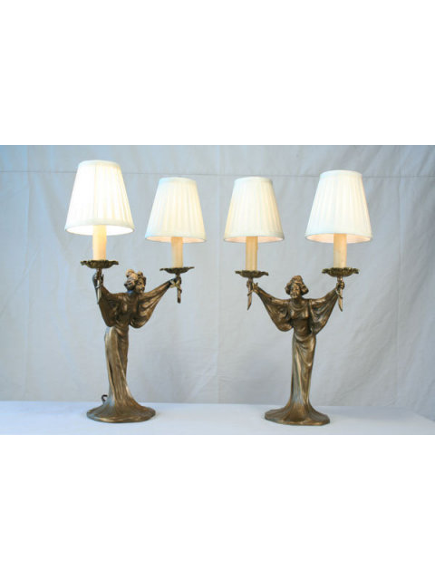 Art Nouveau Bronze Lady Lamp