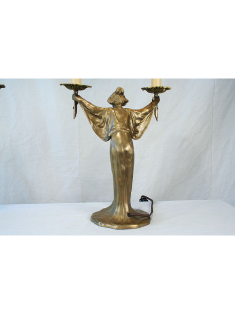 Art Nouveau Bronze Lady Lamp