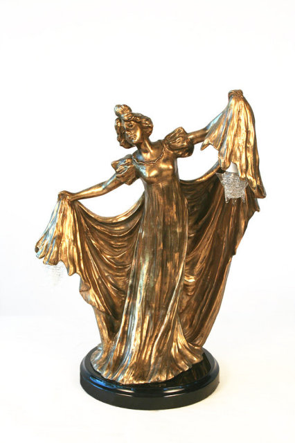 Gustav Gurschner Style Art Nouveau Bronze Lady Lamp