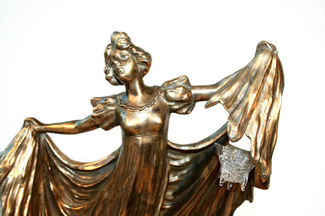 Gustav Gurschner Style Art Nouveau Bronze Lady Lamp
