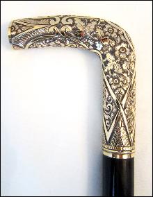 Detailed Handle, Gold Filled Walking Stick