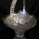 SILVER WEDDING BASKET/ORNATE SWING HANDLE/1890-1920 GERMAN