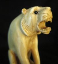 IVORY LION CANE c.1900-1910 FIGURAL/ROSEWOOD