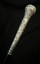 Sterling Silver Waking Stick/Late Victorian/Repoussé