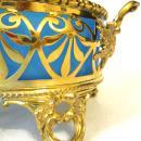 19thC FRENCH OPALINE GLASS JAR/GILT METAL SURROUND/EAGLE FINIAL