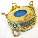 19thC FRENCH OPALINE GLASS JAR/GILT METAL SURROUND/EAGLE FINIAL