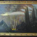 Antique NYC Industrial Surreal Fantasy Painting