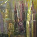 Antique NYC Industrial Surreal Fantasy Painting