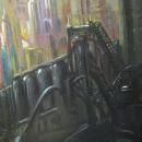 Antique NYC Industrial Surreal Fantasy Painting