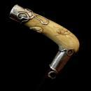 Carved Ivory & Sterling Bug Walking Stick