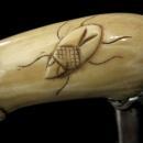 Carved Ivory & Sterling Bug Walking Stick