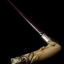 Carved Ivory & Sterling Bug Walking Stick