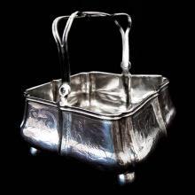 1860 Basket with Handle from Russia, Sterling Silver