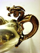 c. 1880 AESTHETIC PERIOD STERLING SILVER/BRONZE CIGAR LIGHTER/GORHAM/DRAGON HANDLE