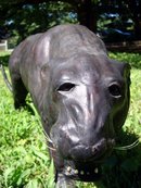 VINTAGE LEATHER ANIMAL/BLACK PANTHER SCULPTURE 35