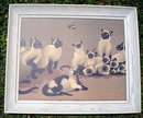 FOUSSA ITAYA CATS/b. PARIS 1919, S&D 1959 SIAMESE CATS & BUTTERFLY PRINT