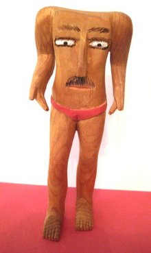 SULTON ROGERS CARVING/SOUTHERN FOLK OUTSIDER ART/HEADLESS MAN/PINE