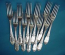Jenny Lind Dinner Forks Coin Silver 10