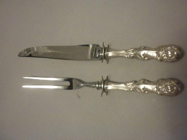 Lion Frank Smith Steak Carving set Sterling Silver