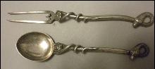 Figural Snake Fork & Spoon Sterling Silver