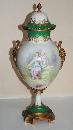 Sevres Urn ormalu handles 1890's figural woman landscape green gold