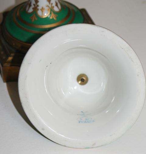 Sevres Urn ormalu handles 1890's figural woman landscape green gold