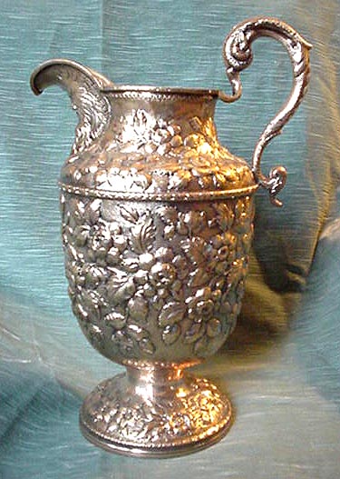 Repousse S. Kirk & Son Water Pitcher 11 oz. Silver