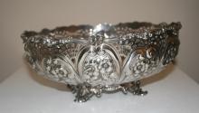 Centerpiece Bowl Sterling circa 1891 pierced with flowers and leaves