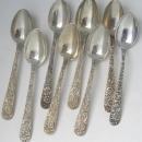 Repousse Kirk sterling silver 925/1000 set 8 place settings with old style knives