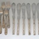 Repousse Kirk Fish Forks and Knives 8 sterling