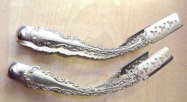 Louis XV Whiting Individual Asparagus tongs pair sterling