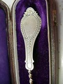 Coin Silver Olive Ladle Rare Early Twist handle