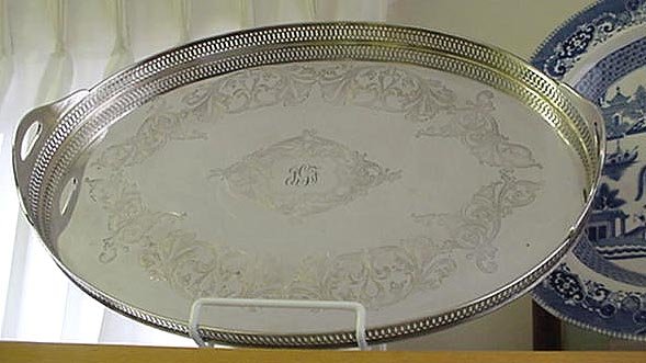 Galleried Tray silverplated Large silver