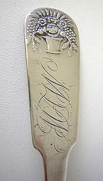 Basket of Flowers Teaspoon P. Martin Coin Silver