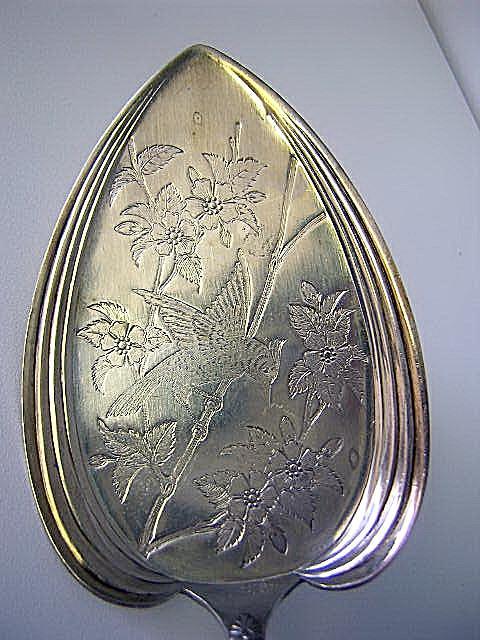 Pie Server bird on branches engraved blade