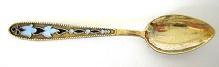 Russian enamel wirework demitasse spoon gold