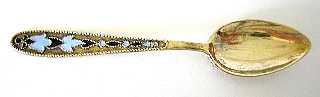 Russian enamel wirework demitasse spoon gold