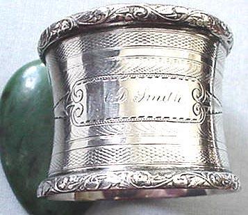 Napkin Ring Coin silver engine turned