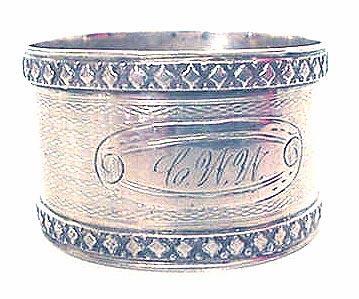 Napkin Ring Coin Silver engine turned engraved