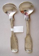 Coin Silver Master pair salt spoons Threaded pattern