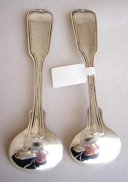 Coin Silver Master pair salt spoons Threaded pattern